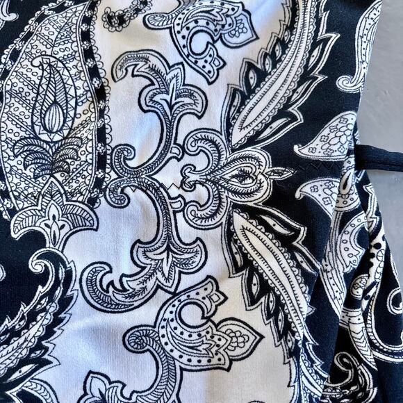 Vintage One Piece Swimsuit Paisley Black and White Jantzen Waist Tie Size S/M - Picture 6 of 14